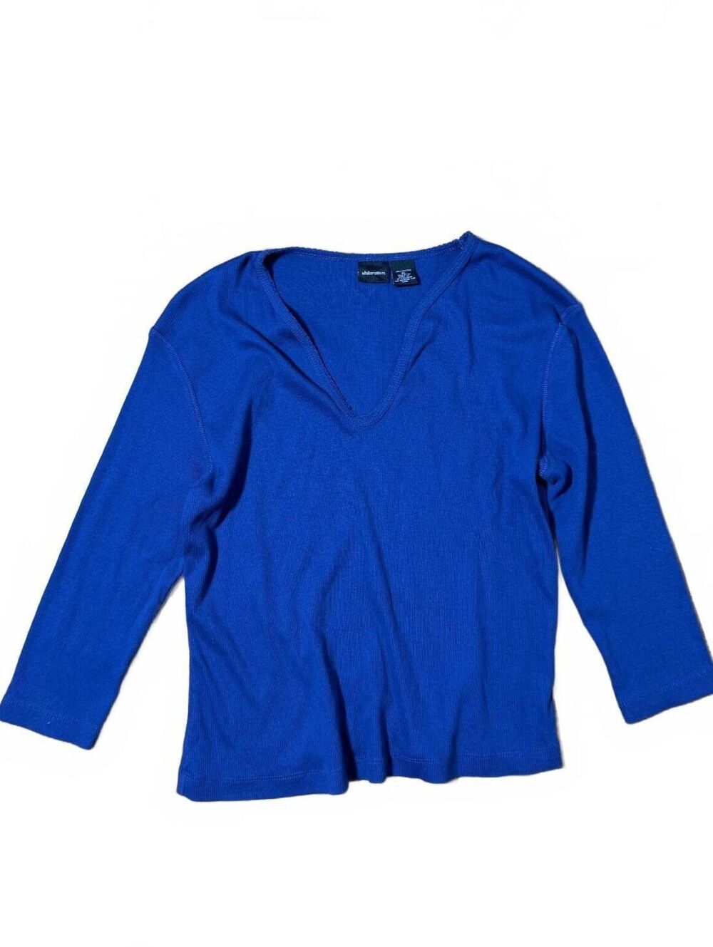Purple 2000s Cotton Ribbed Xhilaration V Neck Long Sleeve Size XL